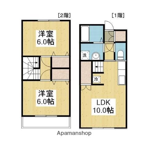 愛媛県松山市北条辻(賃貸テラスハウス2LDK・--・55.48㎡)の写真 その2