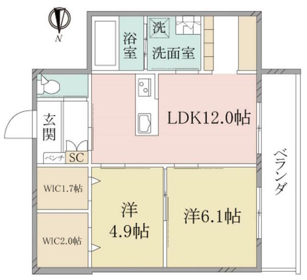 （シニア限定）ヘーベルヴィレッジ大田六郷 403｜東京都大田区西六郷２丁目(賃貸マンション2LDK・4階・57.98㎡)の写真 その2