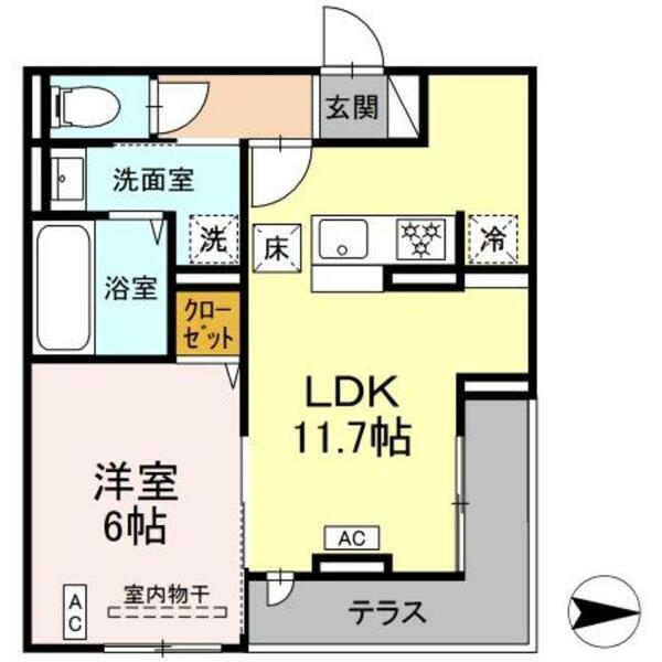 神奈川県川崎市高津区新作４丁目(賃貸アパート1LDK・1階・41.59㎡)の写真 その2