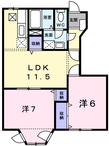 クレストヨコセキⅡ 103｜兵庫県姫路市大津区平松(賃貸アパート2LDK・1階・53.51㎡)の写真 その2