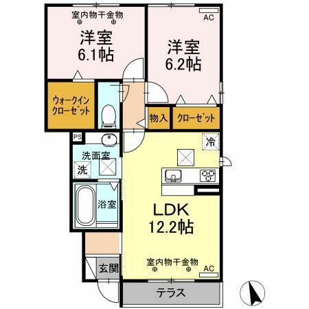 静岡県浜松市中央区和合町(賃貸アパート2LDK・1階・58.61㎡)の写真 その2