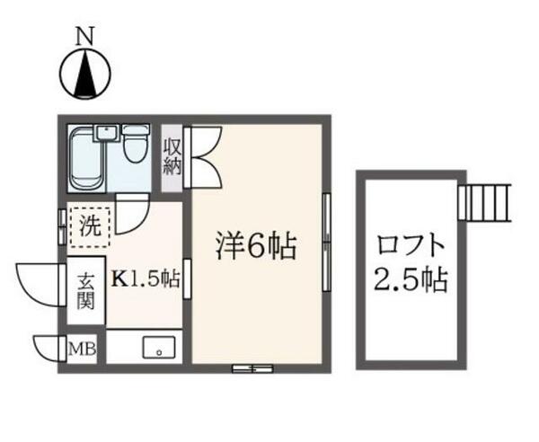 タウンハウス国立 201｜東京都国立市西２丁目(賃貸アパート1K・2階・18.45㎡)の写真 その2