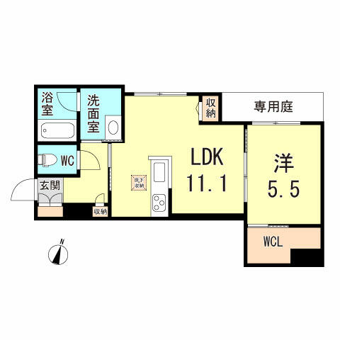 兵庫県尼崎市道意町４丁目(賃貸マンション1LDK・1階・43.45㎡)の写真 その2