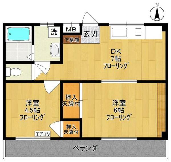 ココンドルフ 402｜神奈川県川崎市多摩区菅北浦１丁目(賃貸マンション2DK・4階・40.50㎡)の写真 その2