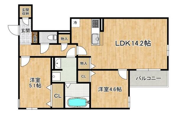 兵庫県神戸市東灘区住吉宮町１丁目(賃貸アパート2LDK・1階・58.19㎡)の写真 その2