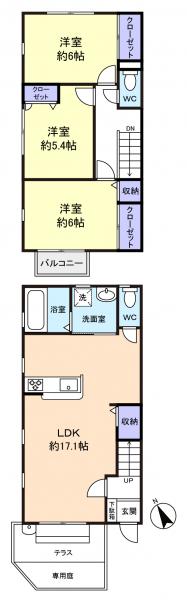 フォレストリーフタウンＢ 1｜千葉県船橋市滝台２丁目(賃貸テラスハウス3LDK・--・82.81㎡)の写真 その2