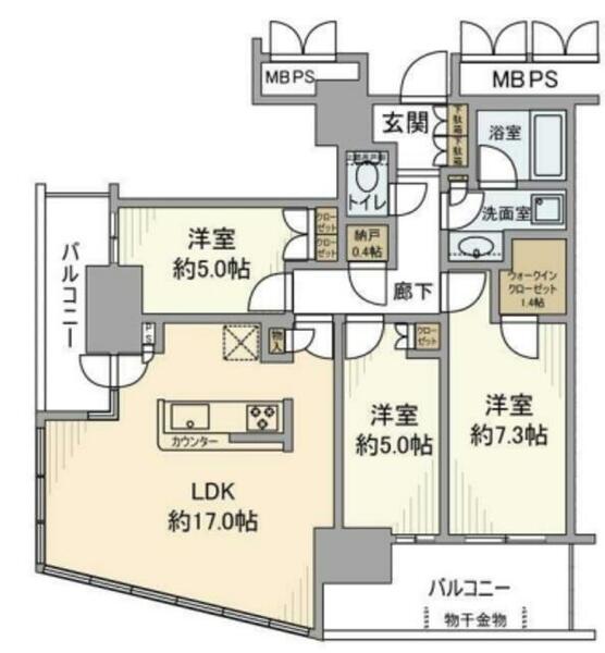 川崎ゲートタワー｜神奈川県川崎市幸区大宮町(賃貸マンション3LDK・13階・76.71㎡)の写真 その2