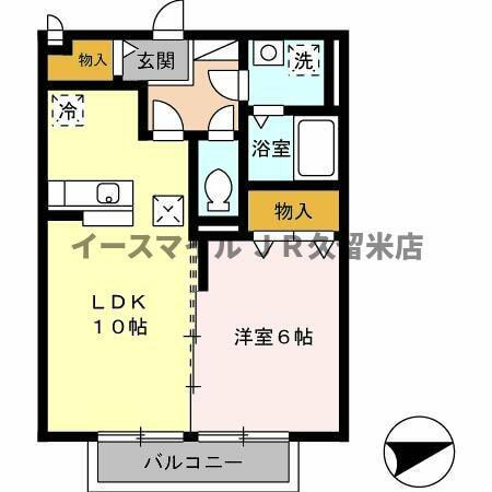 リーベンルーチェⅡ 103｜福岡県久留米市国分町(賃貸アパート1LDK・1階・40.02㎡)の写真 その2