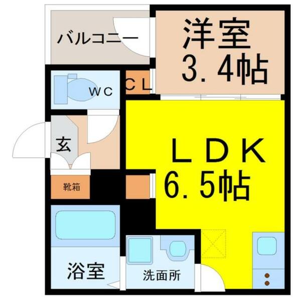 愛知県名古屋市緑区鳴海町字下中(賃貸アパート1LDK・2階・25.53㎡)の写真 その2