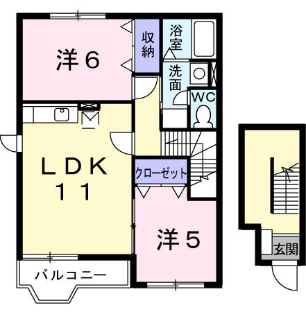 ラッフィナート　Ｂ棟 201｜三重県伊勢市馬瀬町(賃貸アパート2LDK・2階・58.98㎡)の写真 その2