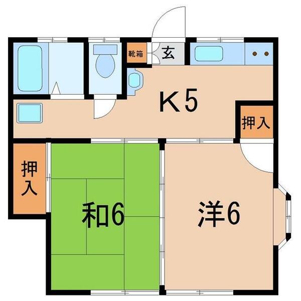 フレグランス｜福島県二本松市金色(賃貸アパート2K・2階・38.60㎡)の写真 その2