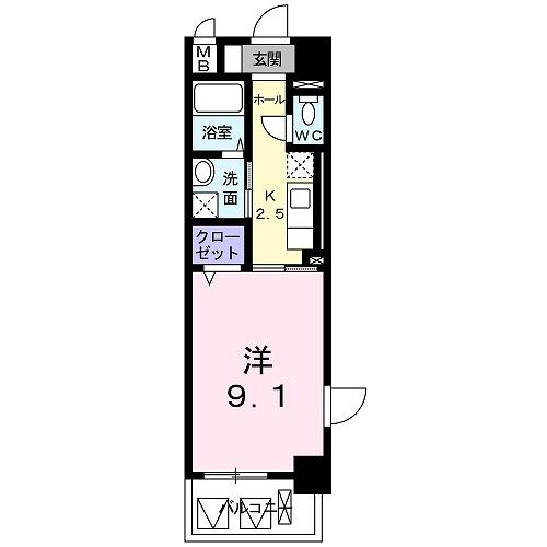 兵庫県明石市魚住町西岡(賃貸マンション1K・2階・30.96㎡)の写真 その2