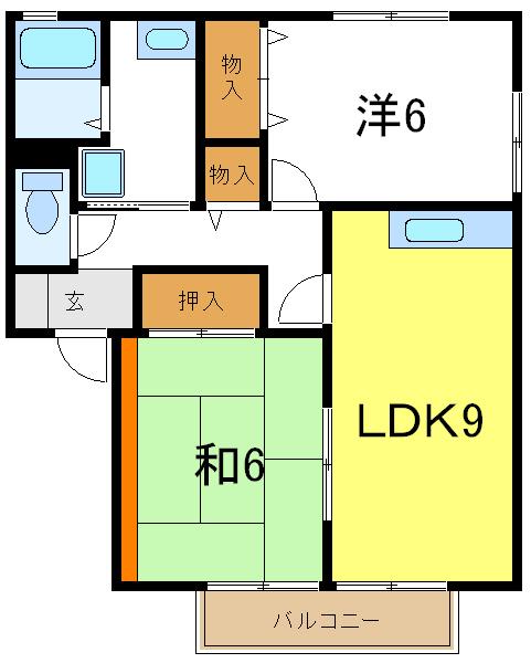 兵庫県加古川市西神吉町岸(賃貸アパート2LDK・2階・55.44㎡)の写真 その2