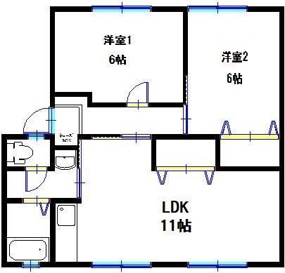 ＪＡサンビレッジ末広 D208｜兵庫県三木市末広３丁目(賃貸アパート2LDK・2階・52.84㎡)の写真 その2