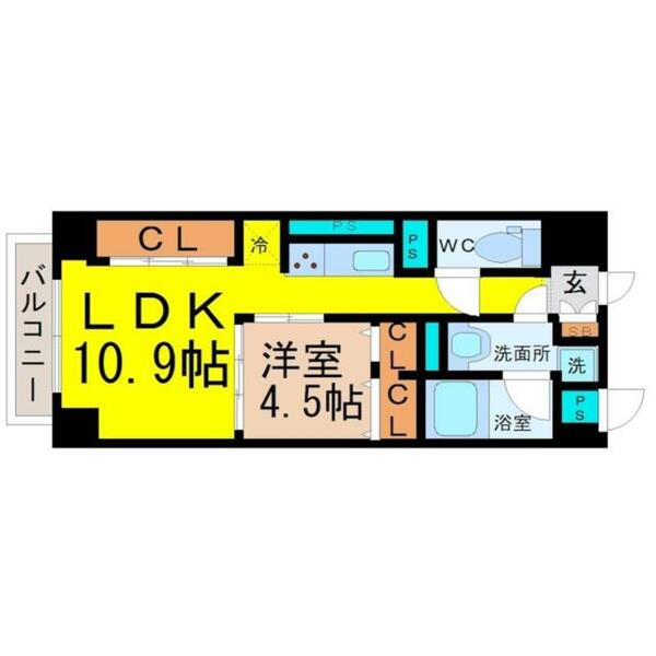 愛知県名古屋市中区新栄１丁目(賃貸マンション1LDK・9階・41.85㎡)の写真 その2