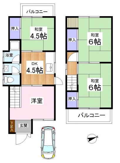 兵庫県神戸市垂水区旭が丘３丁目(賃貸一戸建4DK・--・57.95㎡)の写真 その2