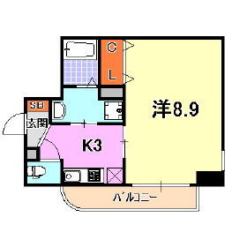 兵庫県神戸市中央区熊内町７丁目(賃貸マンション1K・5階・27.87㎡)の写真 その2