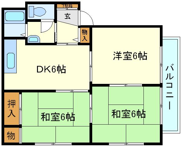 兵庫県明石市魚住町清水(賃貸アパート3DK・2階・54.00㎡)の写真 その2