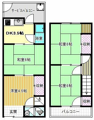 野貸家｜大阪府羽曳野市野(賃貸一戸建4DK・--・54.27㎡)の写真 その2