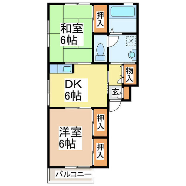 シャルマンドミールＢ 201｜熊本県八代市松崎町(賃貸アパート2DK・2階・43.00㎡)の写真 その2