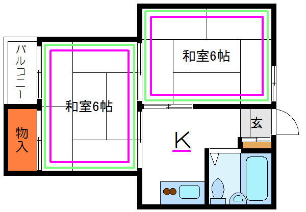 東京都江戸川区中葛西２丁目(賃貸アパート2K・2階・30.00㎡)の写真 その2