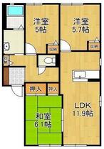 アンソレイエマーシュ  ｜ 福岡県北九州市門司区吉志４丁目（賃貸アパート3LDK・2階・64.84㎡） その2