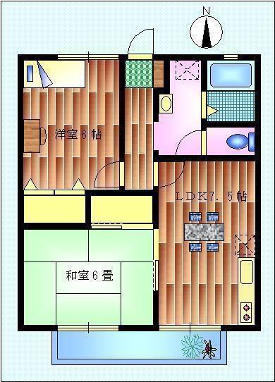 ノーブルヨコオＡ｜佐賀県佐賀市鍋島６丁目(賃貸アパート2DK・2階・46.97㎡)の写真 その2