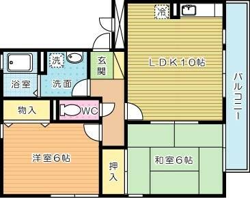 グローリー中村 202｜福岡県北九州市小倉南区南方２丁目(賃貸アパート2LDK・2階・52.30㎡)の写真 その2