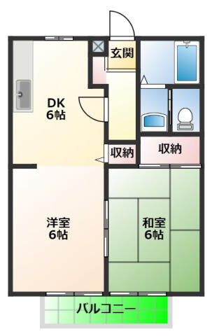 サンパレス小鹿Ｂ棟 206｜静岡県静岡市駿河区小鹿３丁目(賃貸アパート2DK・2階・40.00㎡)の写真 その2