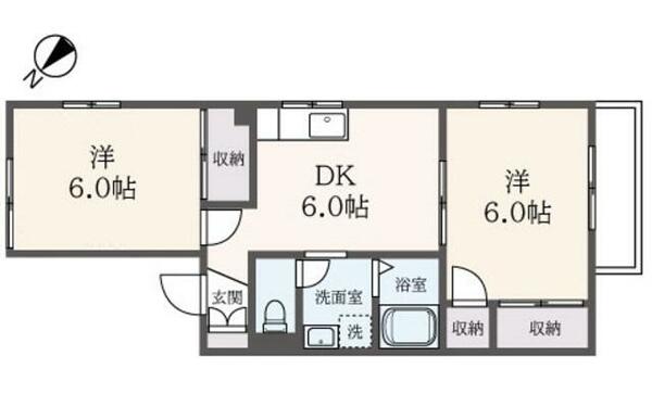 メゾンモンポワール 201｜神奈川県横浜市港北区高田東４丁目(賃貸マンション2DK・2階・45.69㎡)の写真 その2