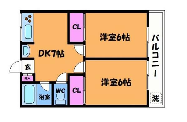 第１コーポ横田 202｜東京都調布市西つつじケ丘２丁目(賃貸アパート2DK・2階・39.70㎡)の写真 その2