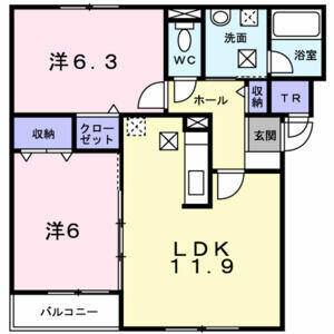 シンフォニアⅠ 203｜北海道札幌市北区東茨戸一条３丁目(賃貸アパート2LDK・2階・55.20㎡)の写真 その2