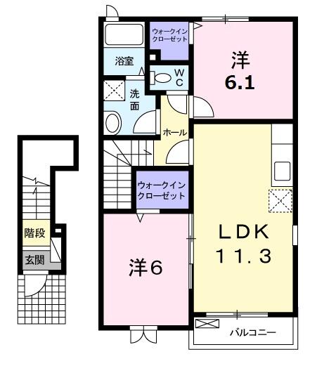 カーサ・フィオーレⅢ 203｜三重県伊勢市御薗町高向(賃貸アパート2LDK・2階・57.57㎡)の写真 その2