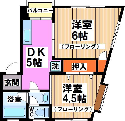 東京都渋谷区幡ヶ谷３丁目(賃貸マンション2DK・3階・37.86㎡)の写真 その2