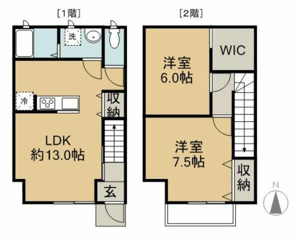 アーバンステージ西原 C｜愛媛県新居浜市西原町１丁目(賃貸一戸建2LDK・--・64.59㎡)の写真 その2