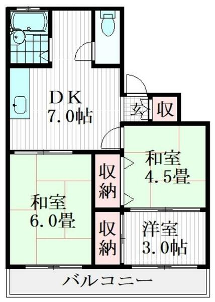 シャトー鴻ノ台｜千葉県市川市市川４丁目(賃貸マンション3DK・3階・42.60㎡)の写真 その2