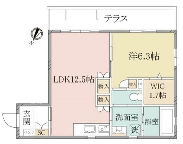 （シニア限定）ヘーベルヴィレッジ鵜の木～Ｃａｓａ　うのき～ 102｜東京都大田区鵜の木３丁目(賃貸マンション1LDK・1階・50.91㎡)の写真 その2