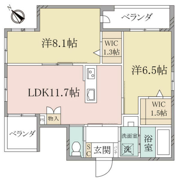 （シニア限定）ヘーベルヴィレッジ上板橋南口 201｜東京都板橋区上板橋２丁目(賃貸マンション2LDK・2階・64.32㎡)の写真 その2