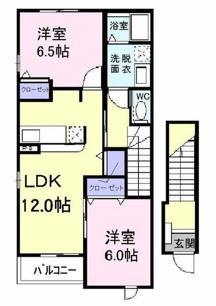 和歌山県紀の川市古和田(賃貸アパート2LDK・2階・58.86㎡)の写真 その2