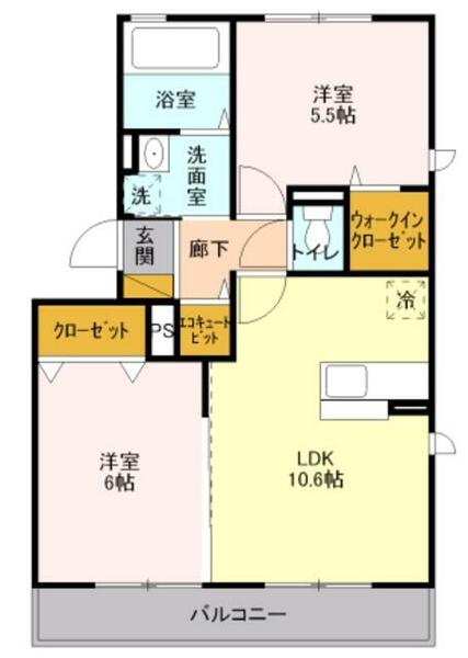 キャピタル美南　Ａ｜埼玉県吉川市美南５丁目(賃貸アパート2LDK・2階・52.27㎡)の写真 その2