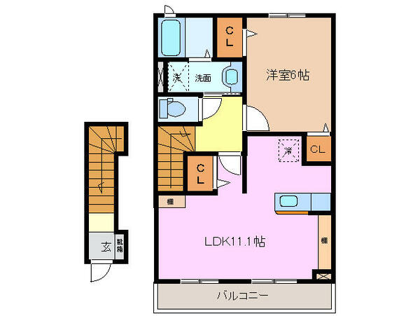 三重県桑名市大字江場(賃貸アパート1LDK・2階・46.09㎡)の写真 その2