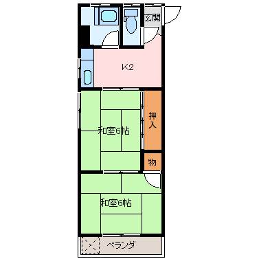 橋爪コーポ 303｜三重県伊勢市御薗町高向(賃貸アパート2K・3階・35.00㎡)の写真 その2