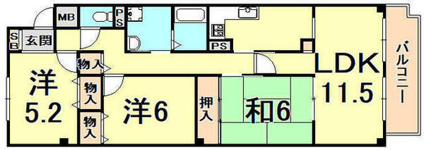 ＦｉｇＴｒｅｅ２号館 401｜兵庫県西宮市薬師町(賃貸マンション3LDK・4階・77.00㎡)の写真 その2