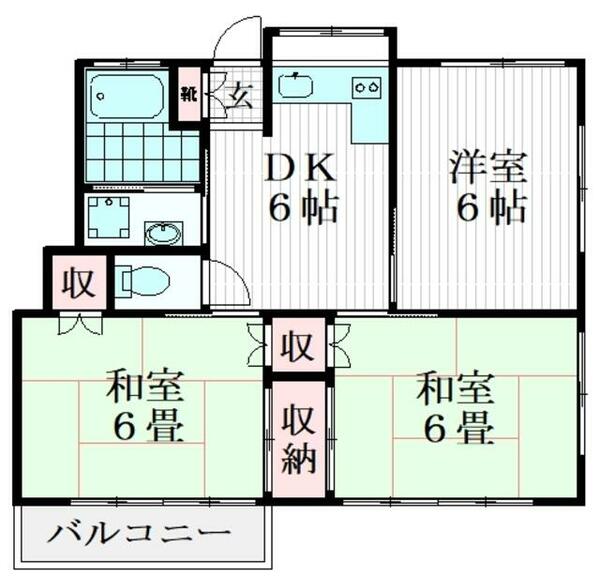 池ノ谷ハイツ｜埼玉県越谷市西方１丁目(賃貸アパート3DK・2階・49.27㎡)の写真 その2