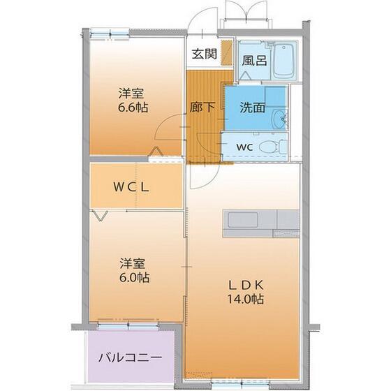 ハートフル　クレア 202｜富山県富山市黒瀬北町２丁目(賃貸マンション2LDK・2階・60.81㎡)の写真 その2