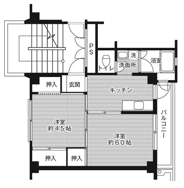 ビレッジハウス米田１号棟 0208｜鳥取県倉吉市米田町(賃貸マンション2K・2階・33.54㎡)の写真 その2