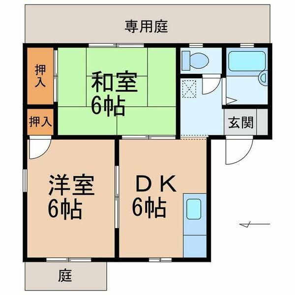 コーポラス松尾｜和歌山県和歌山市津秦(賃貸アパート2DK・1階・39.60㎡)の写真 その2