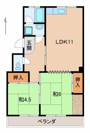 グリーンマンションⅡ｜和歌山県和歌山市黒田２丁目(賃貸マンション2LDK・3階・51.63㎡)の写真 その2