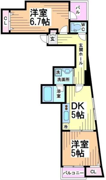 東京都杉並区方南２丁目(賃貸マンション2DK・4階・45.61㎡)の写真 その2