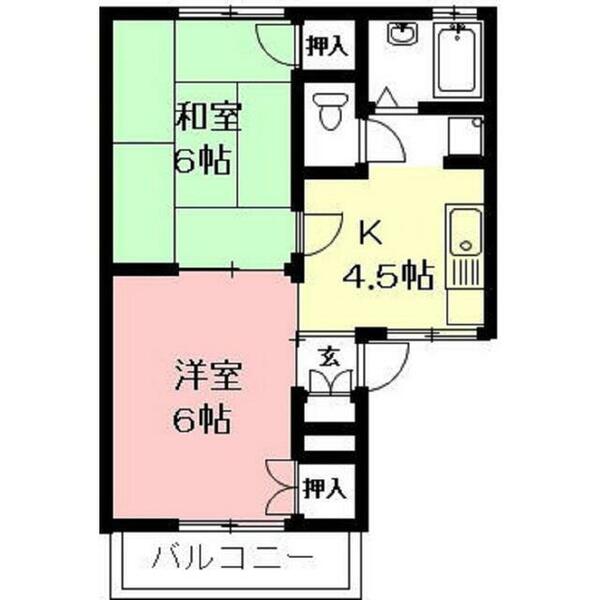 岐阜県岐阜市南鶉３丁目(賃貸アパート2K・2階・34.89㎡)の写真 その2